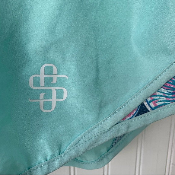 Simply Southern Blue Athletic Shorts with Curved Hems - Picture 4 of 7